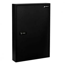 AdirOffice 100-Key Steel Storage Key Lock Box with Combination and Key Lock, Black