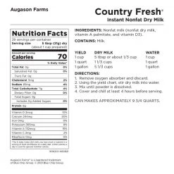 AUGASON FARMS AF Dairy Milk Country Fresh Nonfat 100% GF -Safety & Security Tools Sales Shop augason farms emergency response kits 5 90620 1f 1000