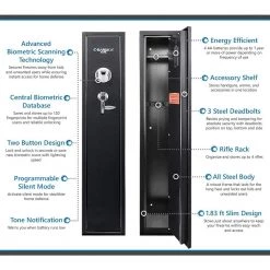 BARSKA 1.83 cu. ft. 4-Gun Tall Biometric Safe, Black Matte -Safety & Security Tools Sales Shop barska gun cabinets ax11652 76 1000