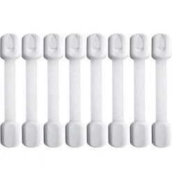 JOOL BABY PRODUCTS Child Safety Strap Locks (8-Pack) for Fridges, Cabinets, Drawers, and Dishwashers, Tool Free Installation - by Jool Baby