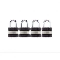 Commando Lock Heavy Duty Steel Keyed 2-Bumper 1-3/4 in. Keyed Padlock W 1-1/8 in. Alloy Shackle High Security Storage Lock (4-Pack)