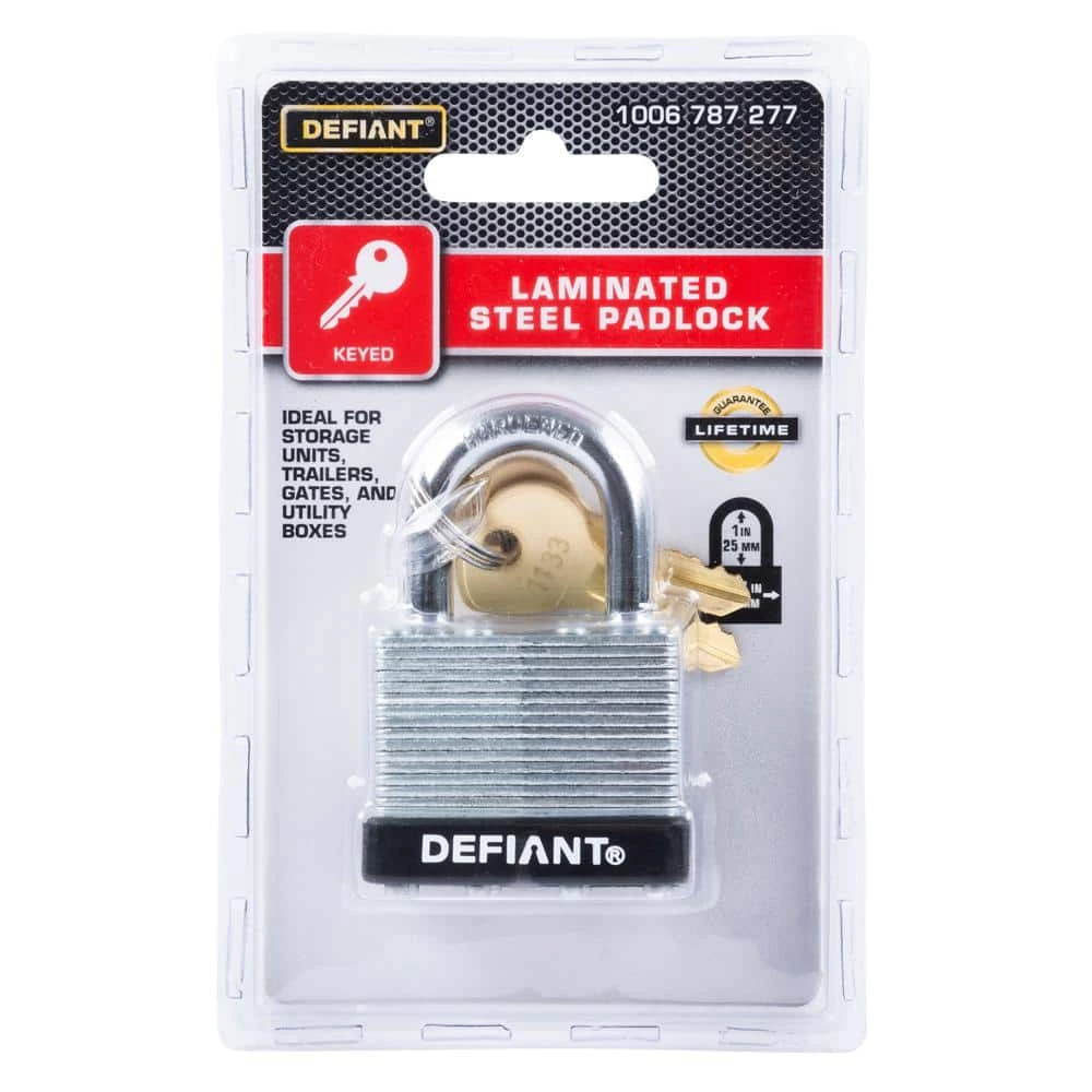 Defiant LK 40 mm 1 in. Laminated Steel Shackle Keyed Padlock 9 Defiant LK 40 mm 1 in. Laminated Steel Shackle Keyed Padlock - Image 7