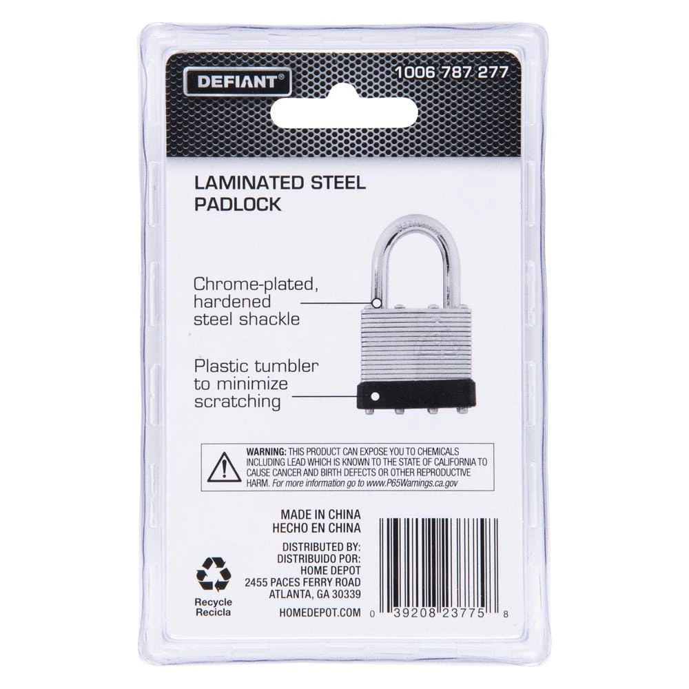 Defiant LK 40 mm 1 in. Laminated Steel Shackle Keyed Padlock 10 Defiant LK 40 mm 1 in. Laminated Steel Shackle Keyed Padlock - Image 8