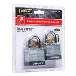 Defiant LK 40 mm 1 in. Laminated Steel Shackle Keyed Padlock (2-Pack) -Safety & Security Tools Sales Shop defiant padlocks dft 402ls 40 1000