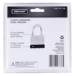 Defiant LK 40 mm 1 in. Laminated Steel Shackle Keyed Padlock (2-Pack) -Safety & Security Tools Sales Shop defiant padlocks dft 402ls 44 1000