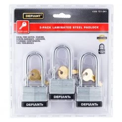 Defiant LK 40 mm Laminated Steel 2 in. Shackle Keyed Padlock (3-Pack) 16 Defiant LK 40 mm Laminated Steel 2 in. Shackle Keyed Padlock (3-Pack) -Safety & Security Tools Sales Shop defiant padlocks dft 423ls 1f 1000