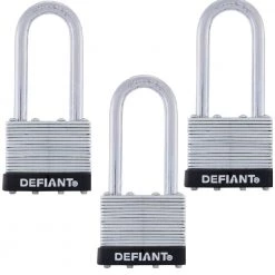 Defiant LK 40 mm Laminated Steel 2 in. Shackle Keyed Padlock (3-Pack)
