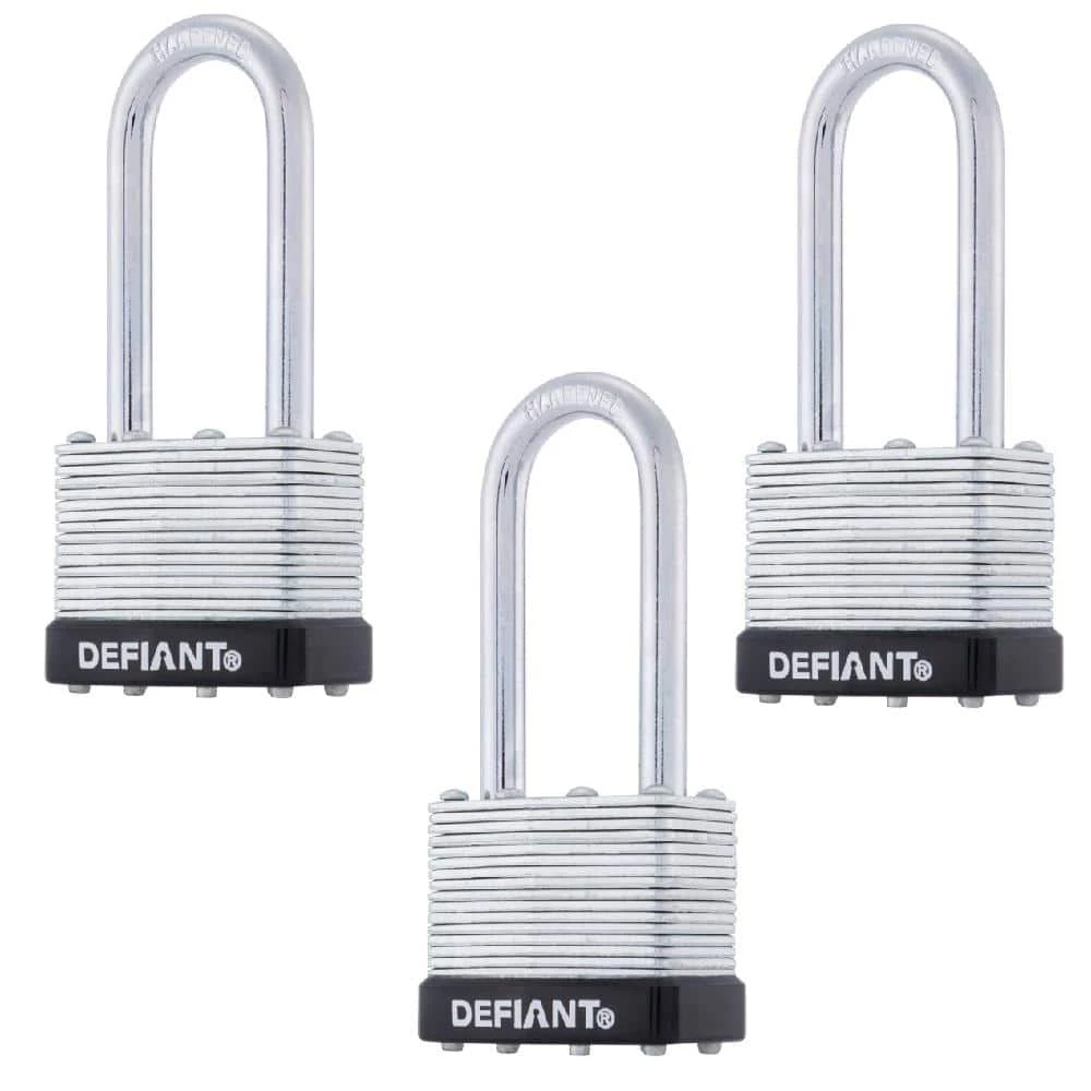 Defiant LK 40 mm Laminated Steel 2 in. Shackle Keyed Padlock (3-Pack) 4 Defiant LK 40 mm Laminated Steel 2 in. Shackle Keyed Padlock (3-Pack) - Image 2