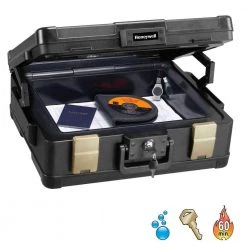 Honeywell 0.39 cu. ft. Molded Fire Resistant and Waterproof Legal Document Storage Chest with Key and Double Latch Lock -Safety & Security Tools Sales Shop honeywell document safes 1104 c3 1000