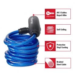 Master Lock Cable Lock with Key, Assorted Colors, 3 Pack -Safety & Security Tools Sales Shop master lock cable locks 8127tricc c3 1000