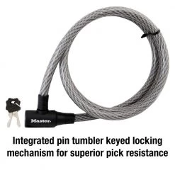 Master Lock Cable Lock with Key, 6 ft. Long -Safety & Security Tools Sales Shop master lock cable locks 8155dcc 1f 1000