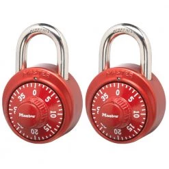 Master Lock Dial Number Combination Locker Lock, Assorted Colors, 2 Pack
