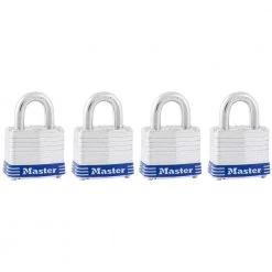Master Lock Outdoor Padlock with Key, 1-9/16 in. Wide, 4 Pack