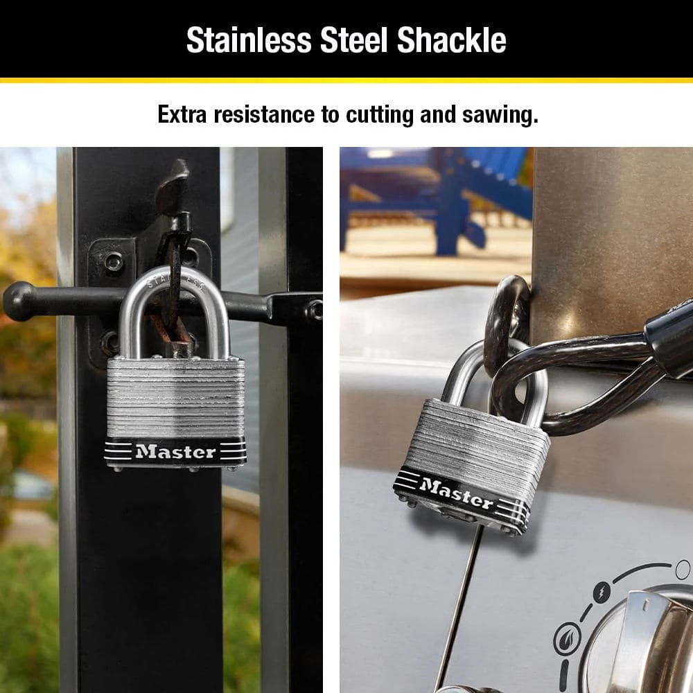 Master Lock Stainless Steel Outdoor Padlock with Key, 2 in. Wide, 2 Pack 4 Master Lock Stainless Steel Outdoor Padlock with Key, 2 in. Wide, 2 Pack - Image 2