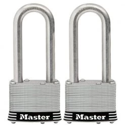 Master Lock Stainless Steel Outdoor Padlock with Key, 2 in. Wide, 2-1/2 in. Shackle, 2 Pack