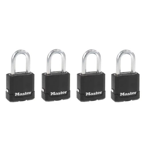 Master Lock Heavy Duty Outdoor Padlock with Key, 1-7/8 in. Wide, 1-1/2 in. Shackle, 4 Pack -Safety & Security Tools Sales Shop master lock padlocks m115xqlfccsen 64 1000