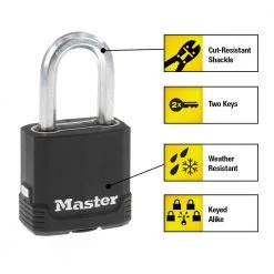 Master Lock Heavy Duty Outdoor Padlock with Key, 1-7/8 in. Wide, 1-1/2 in. Shackle, 4 Pack -Safety & Security Tools Sales Shop master lock padlocks m115xqlfccsen c3 1000