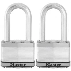 Master Lock Heavy Duty Outdoor Padlock with Key, 2-1/2 in. Wide, 2-1/2 in. Shackle, 2 Pack