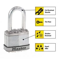 Master Lock Heavy Duty Outdoor Padlock with Key, 1-3/4 in. Wide, 1-1/2 in. Shackle, 4 Pack -Safety & Security Tools Sales Shop master lock padlocks m1xqlfccsen 4f 1000