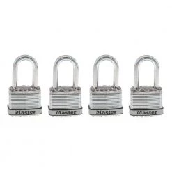 Master Lock Heavy Duty Outdoor Padlock with Key, 1-3/4 in. Wide, 1-1/2 in. Shackle, 4 Pack