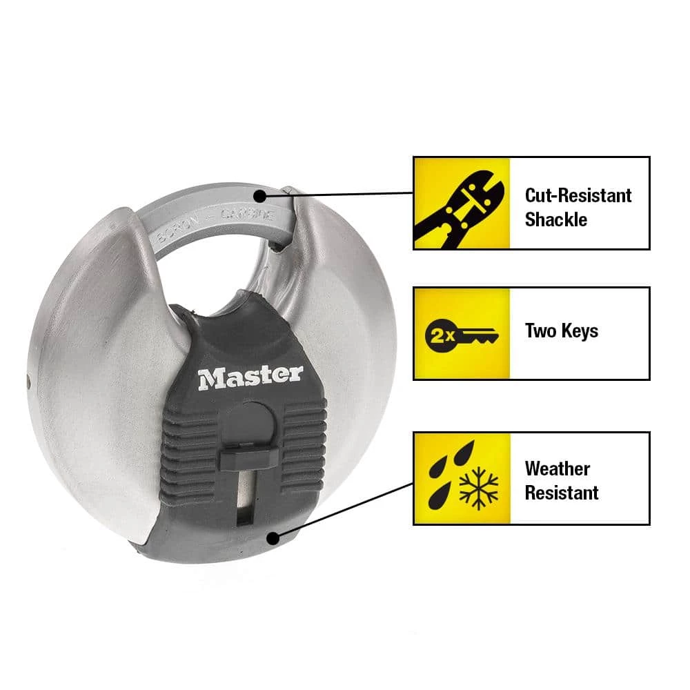 Master Lock Heavy Duty Outdoor Shrouded Padlock with Key, 2-3/4 in. Wide 5 Master Lock Heavy Duty Outdoor Shrouded Padlock with Key, 2-3/4 in. Wide - Image 3