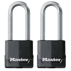 Master Lock Heavy Duty Outdoor Padlock with Key, 2-1/8 in. Wide, 2-1/2 in. Shackle, 2 Pack