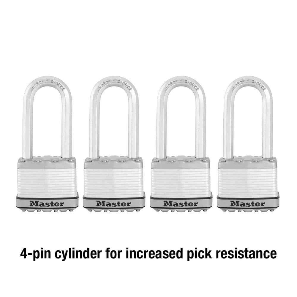 Master Lock Heavy Duty Outdoor Padlock with Key, 2 in. Wide, 2-1/2 in. Shackle, 4 Pack 5 Master Lock Heavy Duty Outdoor Padlock with Key, 2 in. Wide, 2-1/2 in. Shackle, 4 Pack - Image 3