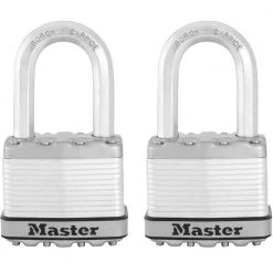 Master Lock Heavy Duty Outdoor Padlock with Key, 2 in. Wide, 1-1/2 in. Shackle, 2 Pack