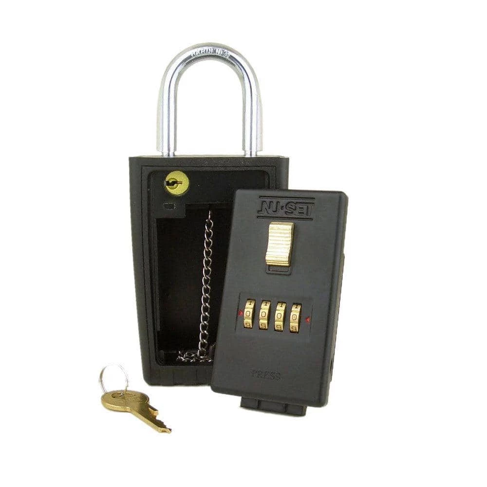 NUSET 4-Number Combination Lockbox Key Storage Lock Box with Key-Locking Shackle 3 NUSET 4-Number Combination Lockbox Key Storage Lock Box with Key-Locking Shackle