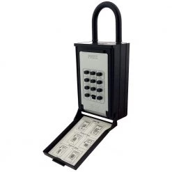 NUSET Key/Card Storage Push Button Combination Lockbox with Hanging Shackle, Black