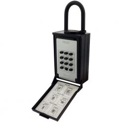 NUSET Key/Card Storage Push Button Lockbox with Combination Locking Shackle, Black