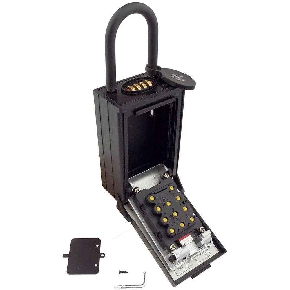 NUSET Key/Card Storage Push Button Lockbox with Combination Locking Shackle, Black 4 NUSET Key/Card Storage Push Button Lockbox with Combination Locking Shackle, Black - Image 2