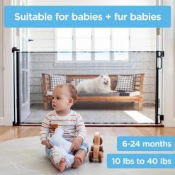 Perma Child Safety 33 in. H x 71 in. W Black Extra Wide Outdoor Retractable Gate -Safety & Security Tools Sales Shop perma child safety baby gates 2739 1f 1000