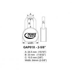 Premier Lock 2-5/8 in. Premier Solid Steel Commercial Gate Keyed Padlock with Short Shackle and 3 Keys -Safety & Security Tools Sales Shop premier lock padlocks gap01x ka 77 1000