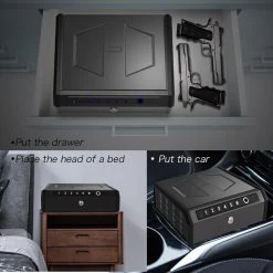 Movisa Gun Safe for 2 Pistols with Fingerprint Lock and Interior Lights -Safety & Security Tools Sales Shop rifle safes mvgsg06 31 1000