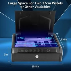 Movisa Gun Safe for 2 Pistols with Fingerprint Lock and Interior Lights -Safety & Security Tools Sales Shop rifle safes mvgsg06 76 1000