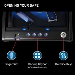SentrySafe Quick Access Biometric Pistol Safe with Lights -Safety & Security Tools Sales Shop sentrysafe handgun safes qap1blx fa 1000