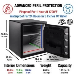 SentrySafe 1.2 cu. ft. Fireproof & Waterproof Safe with Dial Combination Lock -Safety & Security Tools Sales Shop sentrysafe home safes sfw123csblk 1f 1000