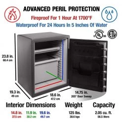 SentrySafe 2.0 cu. ft. Fireproof & Waterproof Safe with Dial Combination Lock -Safety & Security Tools Sales Shop sentrysafe home safes sfw205dpb 1f 1000