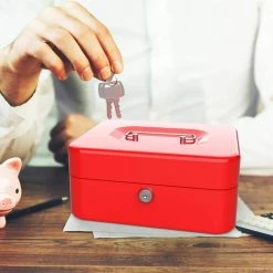Stalwart 0.36 cu. ft. Key Lock Red Cash Box with Coin Tray, Red -Safety & Security Tools Sales Shop stalwart hidden safes 75 6580 1f 1000