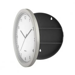 Stalwart 0.8 cu. ft. Wall Clock with Hidden Safe, Silver