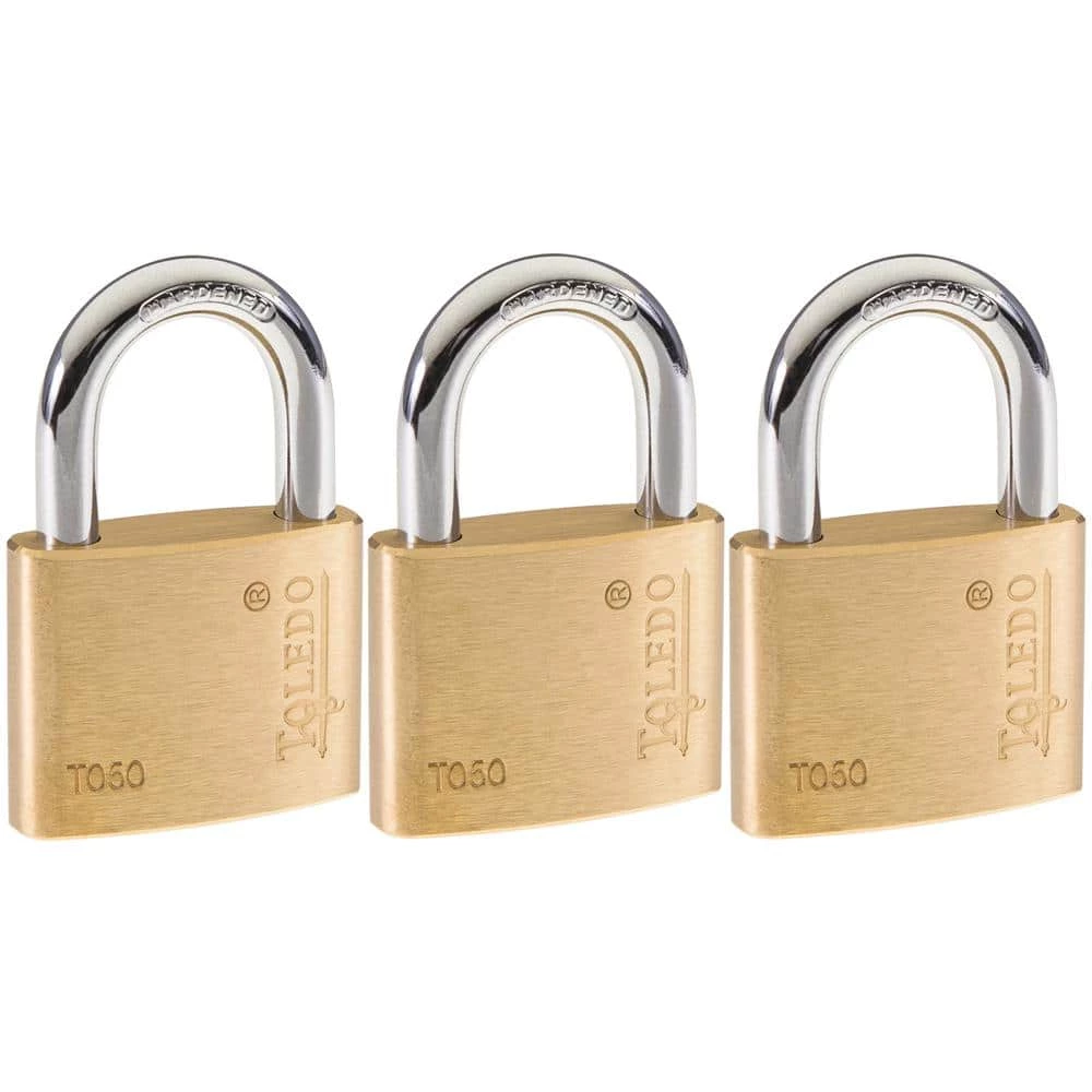 TOLEDO Brass Keyed Padlock (3-Pack) 3 TOLEDO Brass Keyed Padlock (3-Pack)