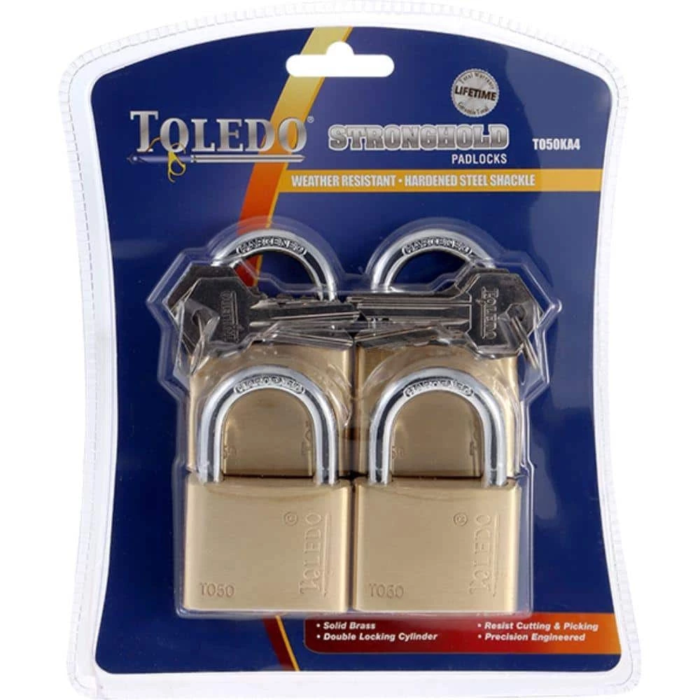 TOLEDO Brass Keyed Padlock (4-Pack) 4 TOLEDO Brass Keyed Padlock (4-Pack) - Image 2