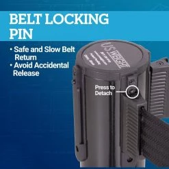 USW US Weight Heavy-Duty Black Premium Steel Stanchion with 13 ft. Black Retractable Belt (2-Pack) -Safety & Security Tools Sales Shop usw other emergency accessories u2102ext 4f 1000