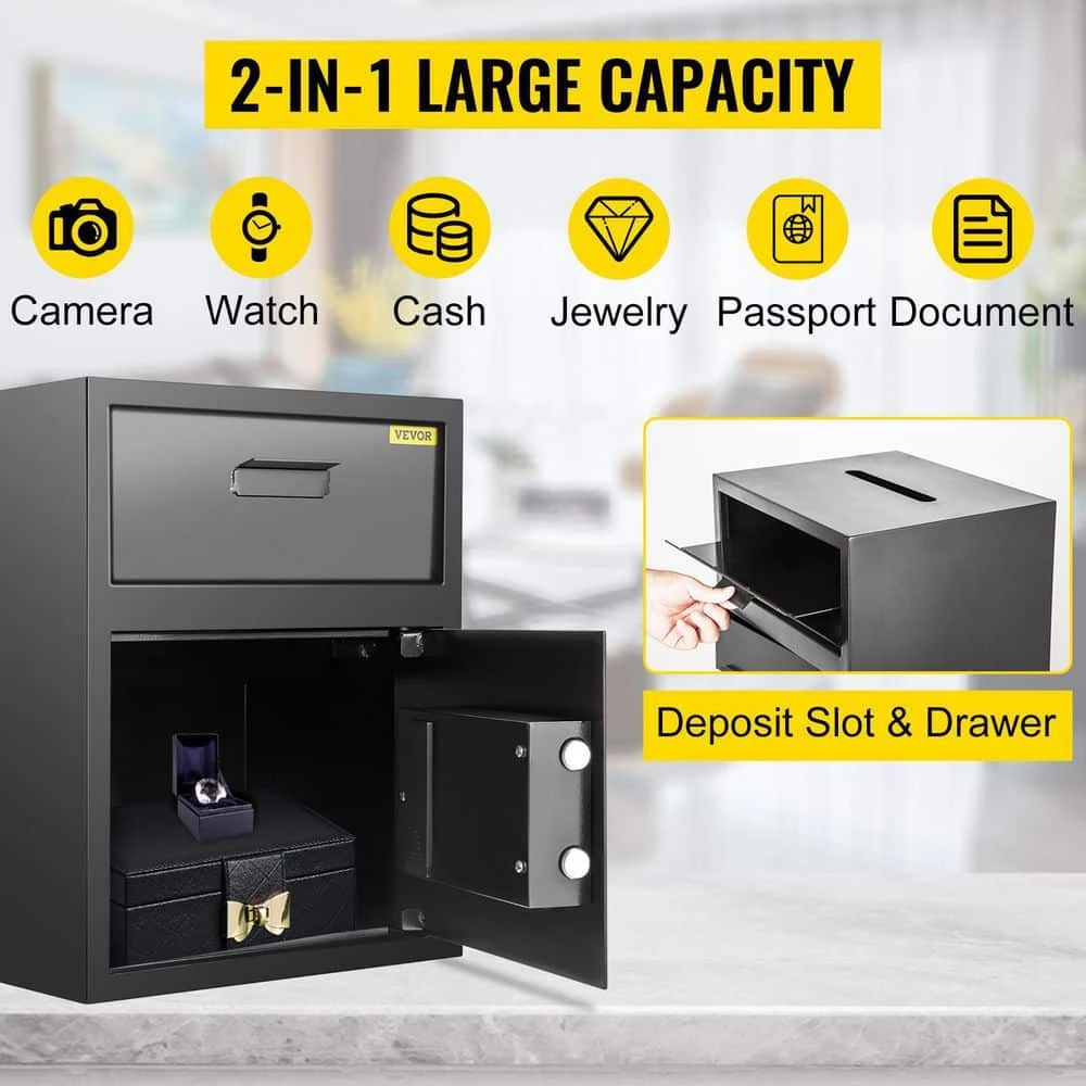 VEVOR Digital Safe Box 1.7 cu. ft. Carbon Steel Electronic Code Lock Safe with Deposit Slot Safe Box for Home Hotel and Office 6 VEVOR Digital Safe Box 1.7 cu. ft. Carbon Steel Electronic Code Lock Safe with Deposit Slot Safe Box for Home Hotel and Office - Image 4