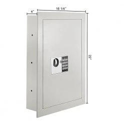 Unbranded Large Digital Wall Safe - Electronic Lockbox with Keypad with 2 Manual Override Keys and 3 Interior Shelves, Off-White -Safety & Security Tools Sales Shop wall safes 486514dnu 4f 1000