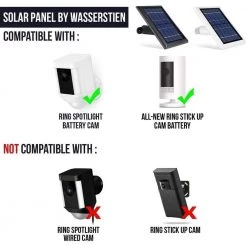 Wasserstein Solar Panel Compatible with Ring Spotlight Cam Battery and Ring Stick Up Cam Battery (1 Pack, Black) -Safety & Security Tools Sales Shop wasserstein home safety accessories 4897080225494 fa 1000