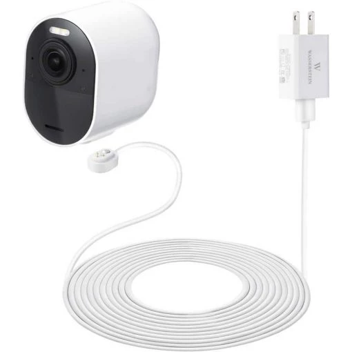 Wasserstein Arlo Ultra/Ultra 2 and Pro 3/Pro 4 Outdoor 16 ft. Magnetic Charging Cable with Quick Charge Power Adapter (White) -Safety & Security Tools Sales Shop wasserstein home safety accessories 4897080228792 64 1000
