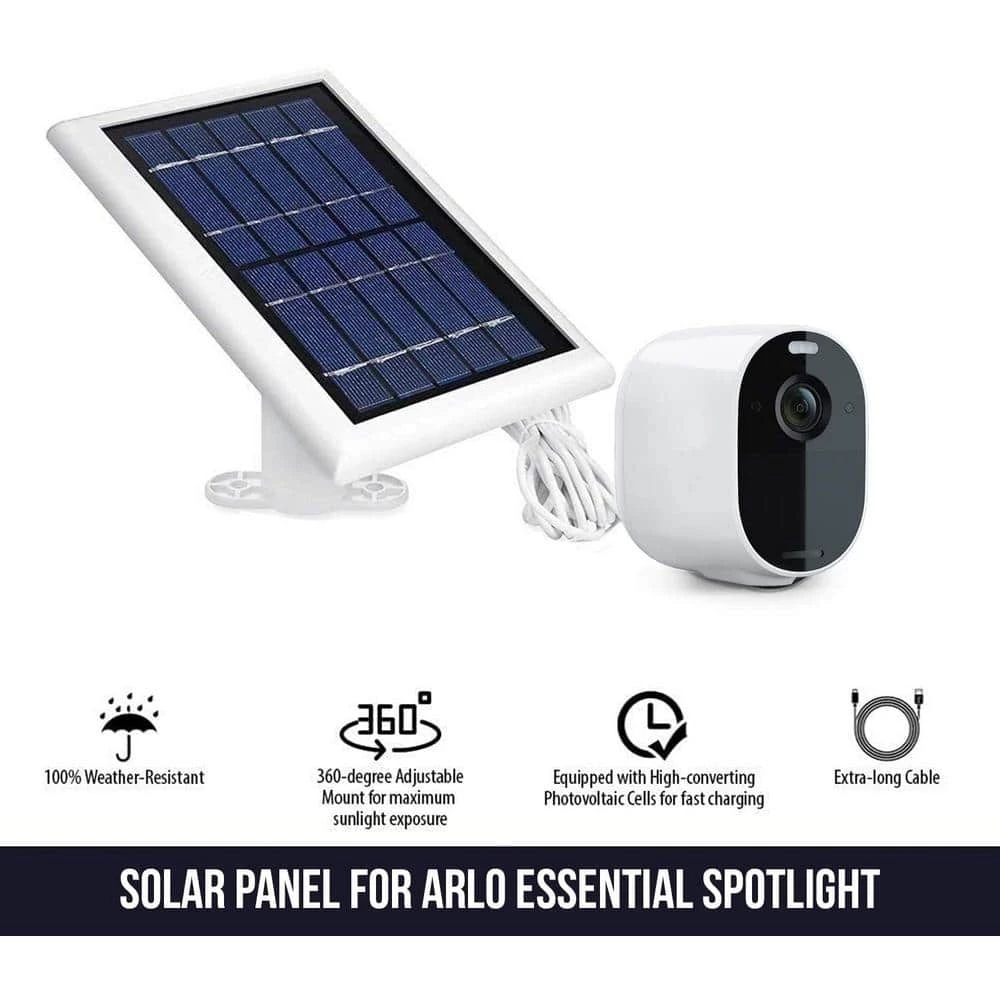 Wasserstein Solar Panel Compatible with Arlo Essential Spotlight and XL Spotlight Camera Only with 13.1 ft. Cable in White (2-Pack) 4 Wasserstein Solar Panel Compatible with Arlo Essential Spotlight and XL Spotlight Camera Only with 13.1 ft. Cable in White (2-Pack) - Image 2