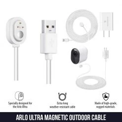 Wasserstein Arlo Ultra/Ultra 2 and Pro 3/Pro 4 Outdoor 25 ft. Magnetic Charging Cable with Quick Charge Power Adapter (White) 13 Wasserstein Arlo Ultra/Ultra 2 and Pro 3/Pro 4 Outdoor 25 ft. Magnetic Charging Cable with Quick Charge Power Adapter (White) -Safety & Security Tools Sales Shop wasserstein home safety accessories arloultraoutcaqc25ftwhtus 4f 1000